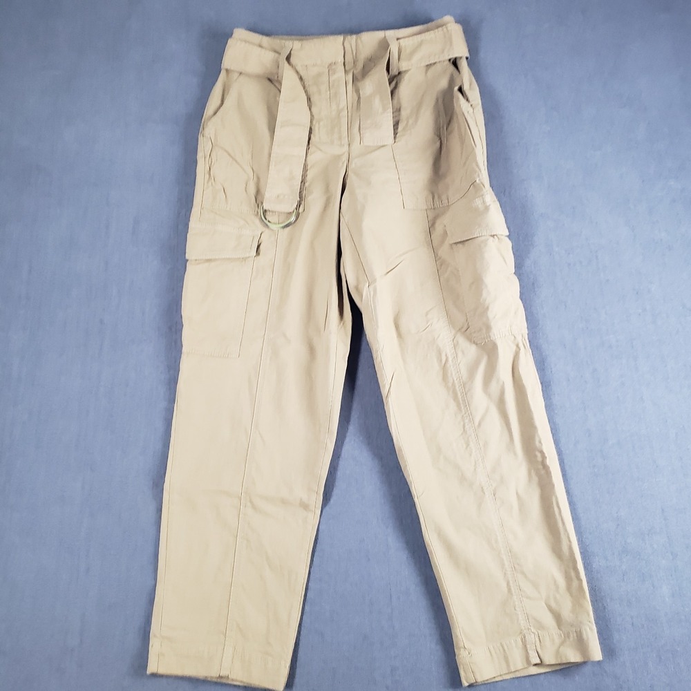Nicole Millar Pants Womens Size 6 Light Weight Brown Cotton Linen Blend Belt